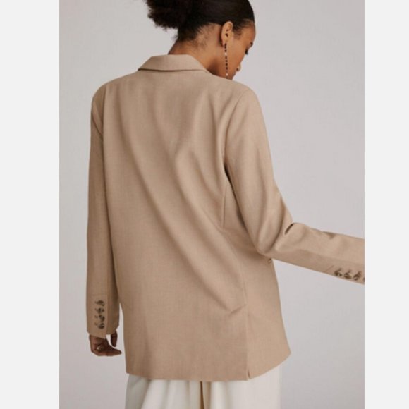Anthropologie Maeve 8 NWT Double-Breasted Blazer Jacket Coat Beige New - Picture 3 of 11
